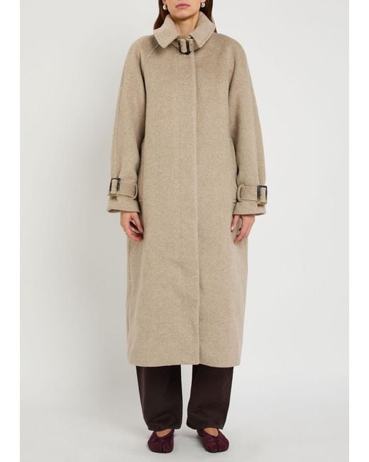 Damson Madder Natural Jude Herringbone Wool-Blend Coat