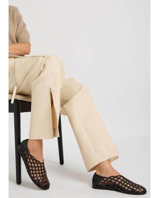 Gia Borghini Black Peek-A-Boo Leather Ballerina Flats