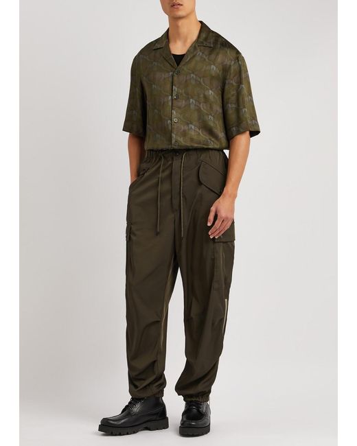 Dries Van Noten Green Pentin Nylon Cargo Trousers for men