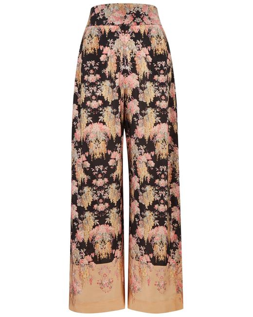 byTiMo Natural Floral-print Satin Trousers