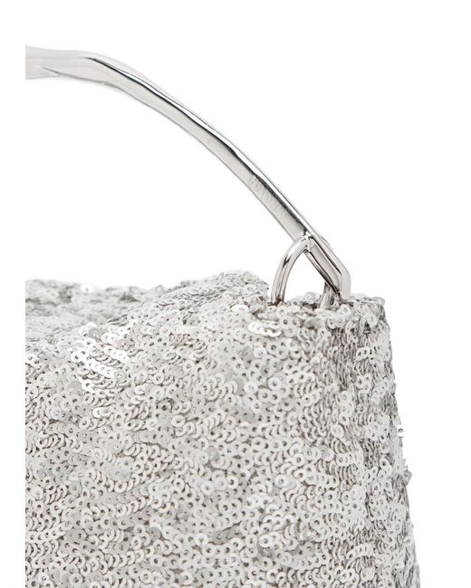 Erdem Gray Bloom Mini Sequin-Embellished Top Handle Bag
