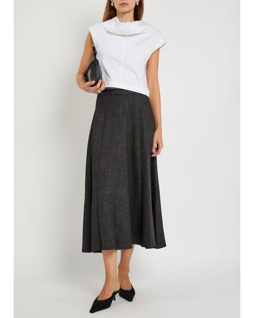 Vince Black Woven Midi Skirt