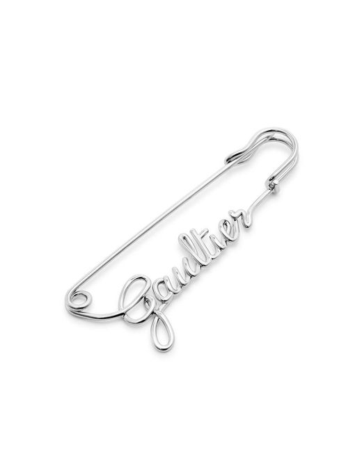 Jean Paul Gaultier White Safety Pin Logo Metal Brooch