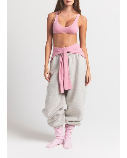 Skims Pink Ribbed Wool-Blend Bralette