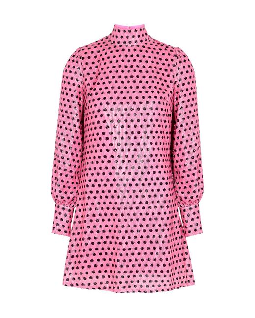 Olivia Rubin Pink Melissa Polka-dot Sequin Mini Dress