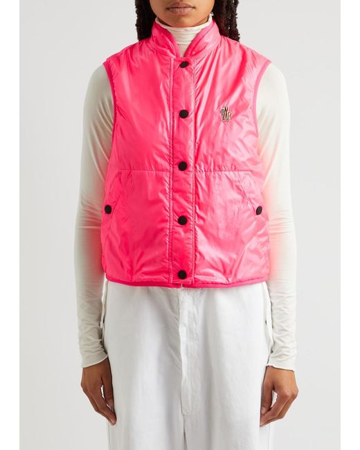 Moncler Pink Day-namic Reversible Faux Fur And Shell Gilet