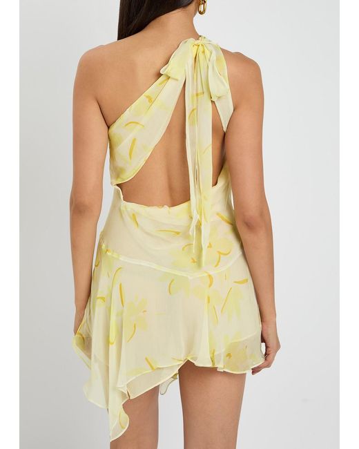 Bec & Bridge Yellow Colmar Asymmetric Chiffon Mini Dress