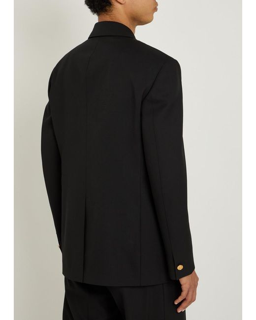 Versace Black Double-Breasted Wool Blazer for men