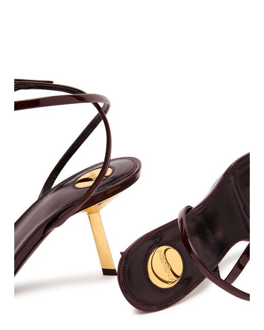 Saint Laurent Brown Lee 75 Glossed Leather Sandals