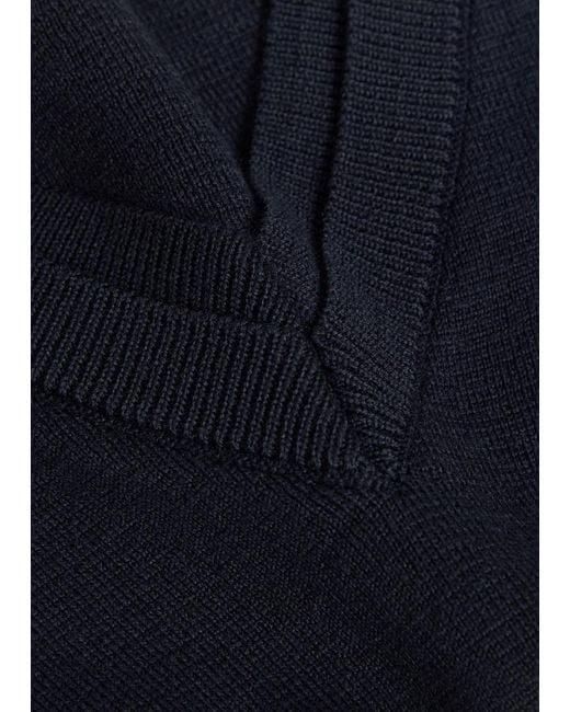 Rohe Blue V-Neck Stretch-Wool Jumper