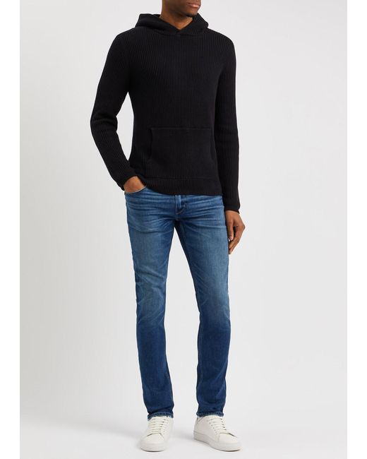 PAIGE Blue Bowery Hooded Cotton Jumper for men
