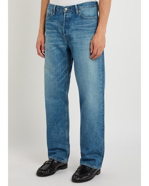 Ssstein Blue Relaxed Straight-Leg Jeans for men