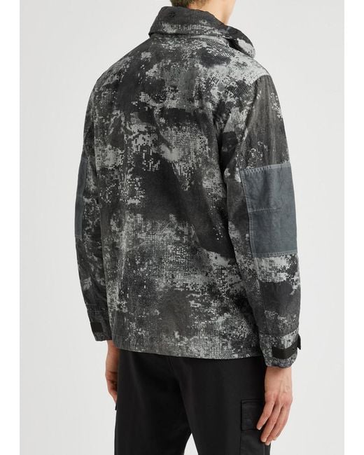 Stone Island Gray Camouflage-Print Econyl Nylon Jacket for men