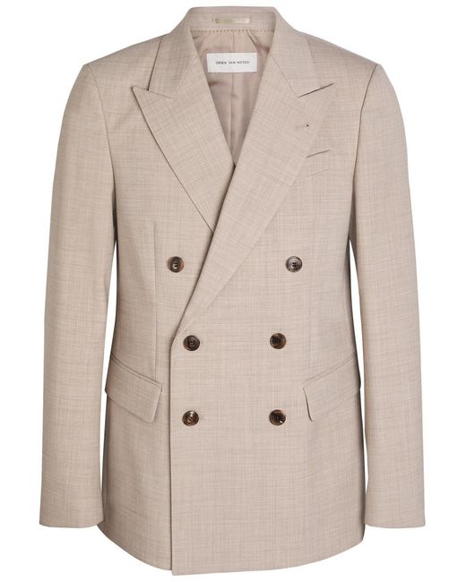 Dries Van Noten Natural Barry Double-Breasted Woven Blazer for men
