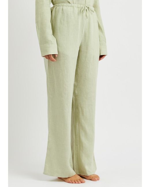 Desmond & Dempsey Green Linen Pyjama Set