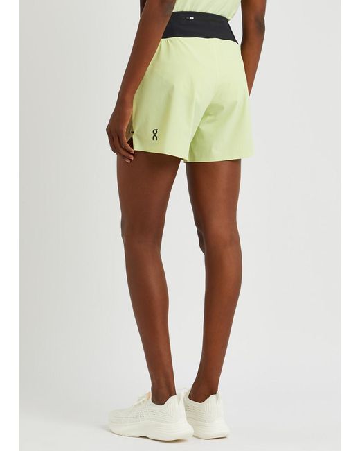 On Shoes Yellow Running Stretch-Nyl Shorts