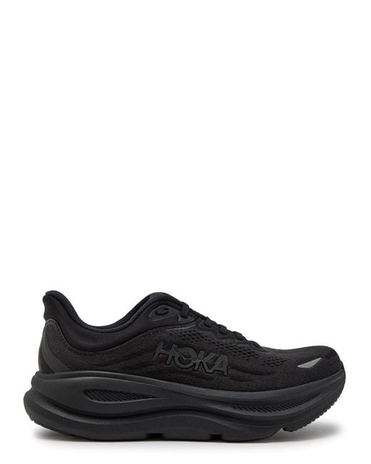 Hoka One One Black Bondi 9 Jacquard Mesh-Knit Sneakers for men