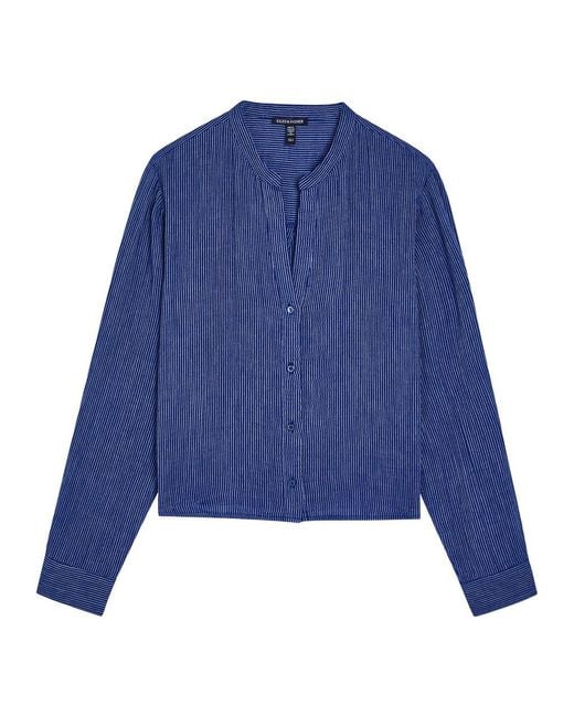 Eileen Fisher Blue Striped Cotton Blouse