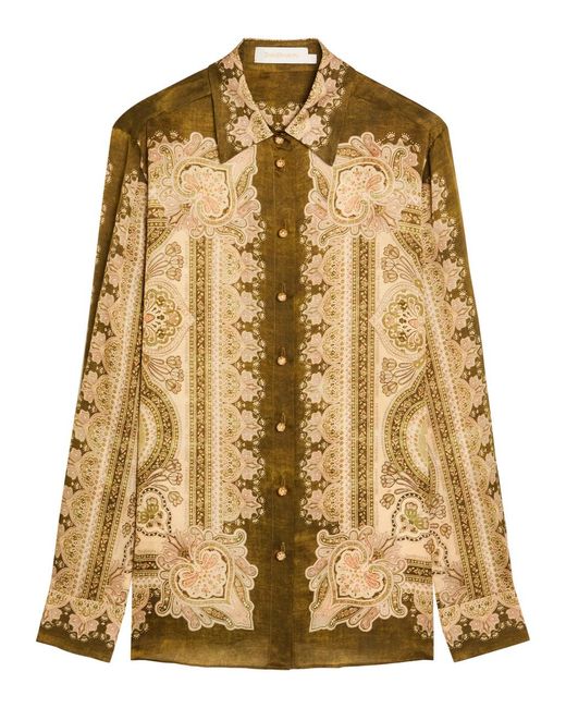 Zimmermann Metallic Luna Printed Silk Shirt