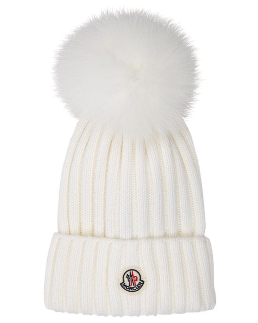 Moncler White Pompom Hat