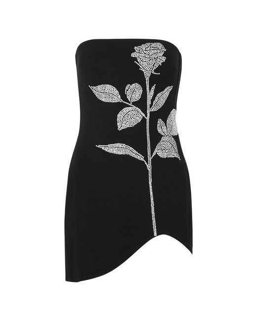 David Koma Black Crystal-Embellished Stretch-Cady Mini Dress