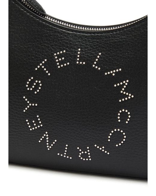 Stella McCartney Black Studded-Logo Faux Leather Shoulder Bag