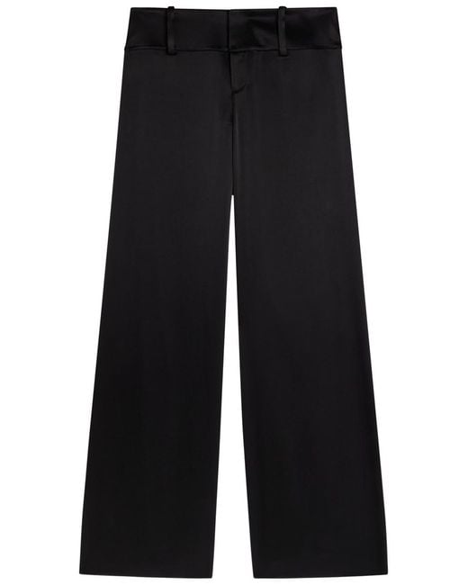 Alice + Olivia Blue Olivia Wide-Leg Satin Trousers