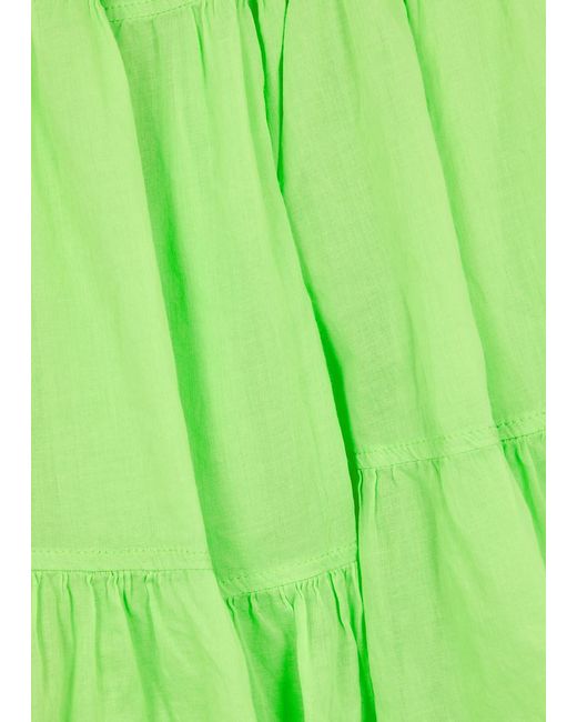 Devotion Green Lavrentia Tiered Cotton Mini Dress