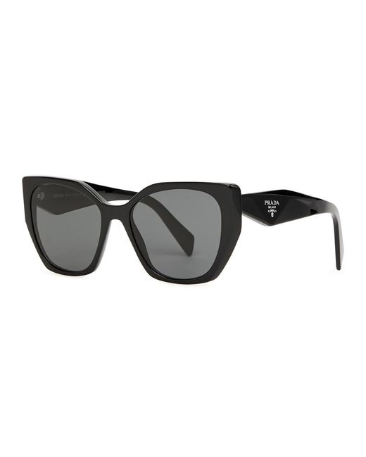Prada Black Hexagon-frame Sunglasses Designer-engraved Lenses, Designer-stamped Temples, 100% Uv Protection