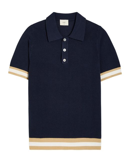 CHE Blue Quinn Open-Knit Polo Shirt for men