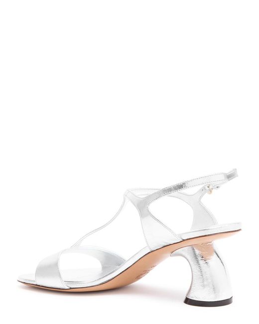 Dries Van Noten White 75 Metallic Leather Sandals