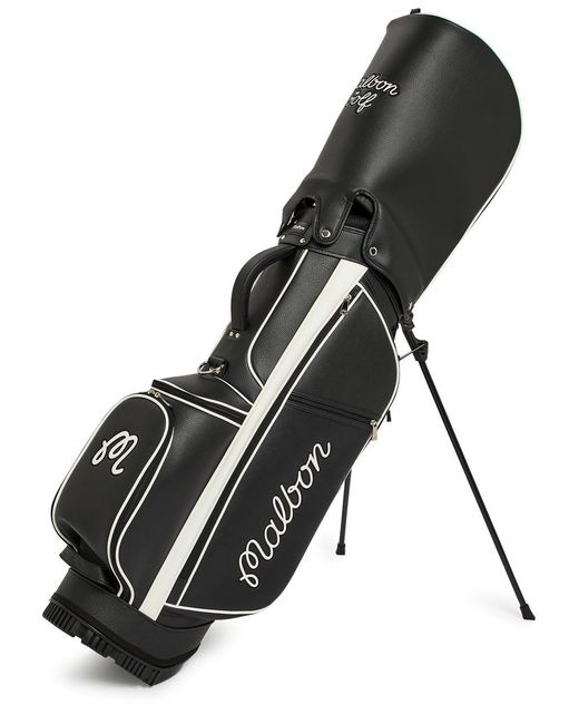 Malbon Black Embroidered Faux Leather Golf Cart Bag for men