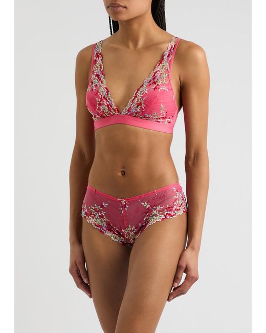 Wacoal Pink Embrace Floral-embroidered Lace Soft-cup Bra