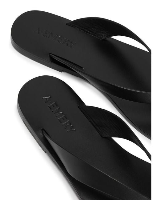 A.Emery Black Kinto Leather Flip Flops