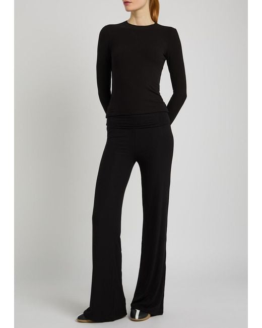 Tala Black 365 Ribbed Stretch-Modal Top