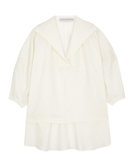 Palmer//Harding White Gratitude Stripe-Jacquard Shirt