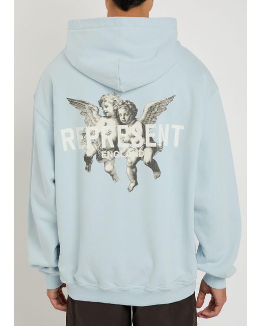 Represent Blue Legacy Cherubs Hooded Cotton Sweatshirt for men