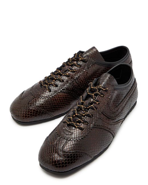 Dries Van Noten Brown Dustin Python-Effect Leather Sneakers