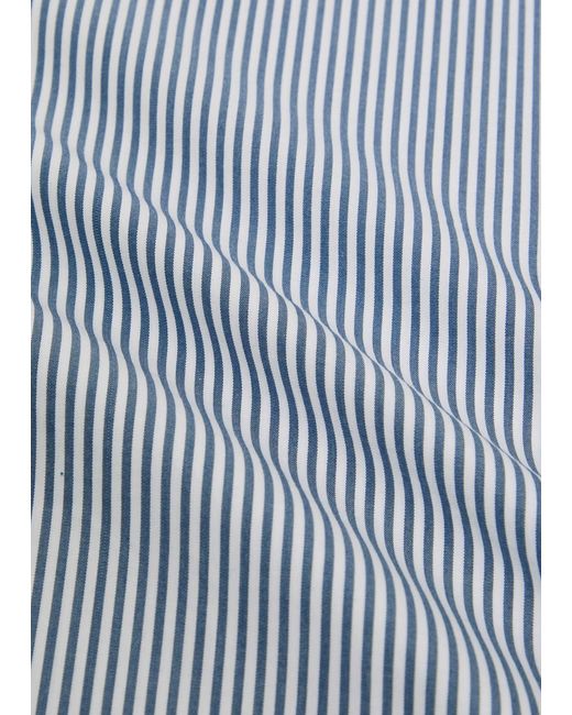 Suzie Kondi Blue Saria Striped Cotton-Poplin Top