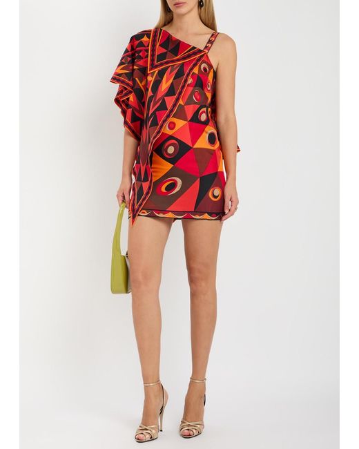 Emilio Pucci Printed Layered Silk-Twill Mini Dress