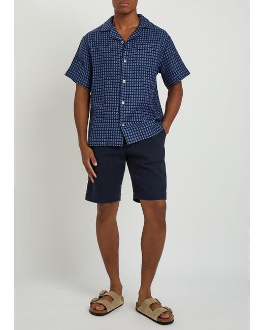 CHE Blue Picket Textured Cotton Shorts for men