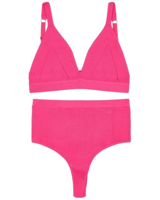 Love Stories Synthetic Lauren Hot Pink Ribbedknit Thong Lyst
