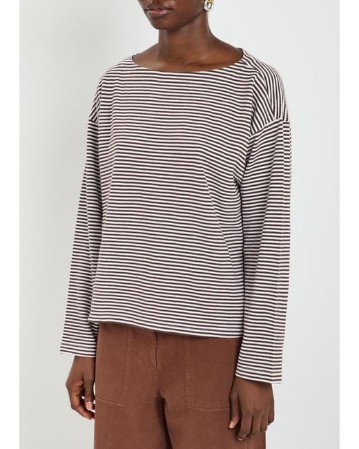 Eileen Fisher Gray Striped Cotton Top