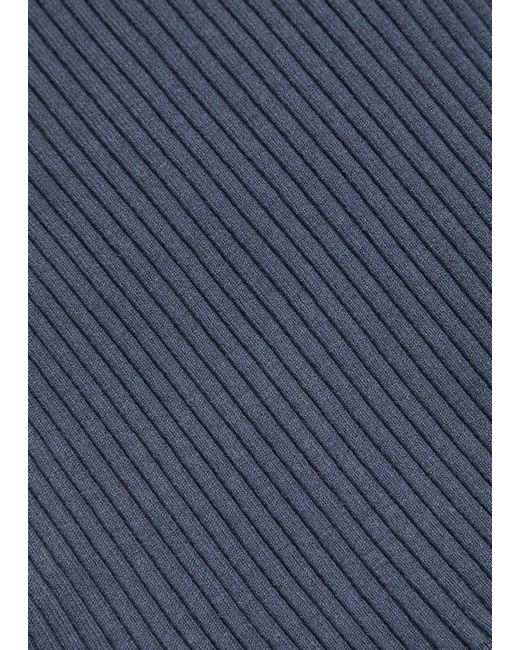 PAIGE Blue Bronwyn Ribbed Cotton-Blend Tank