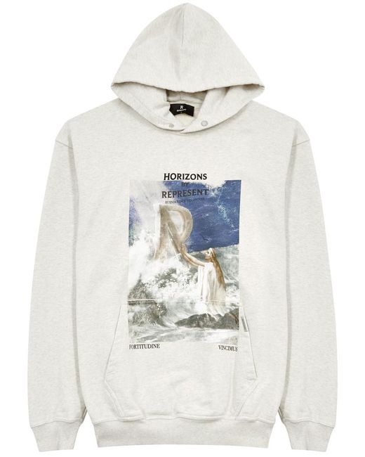 Represent White Higher Truth Printed Hooded Cotton Sweatshirt for men
