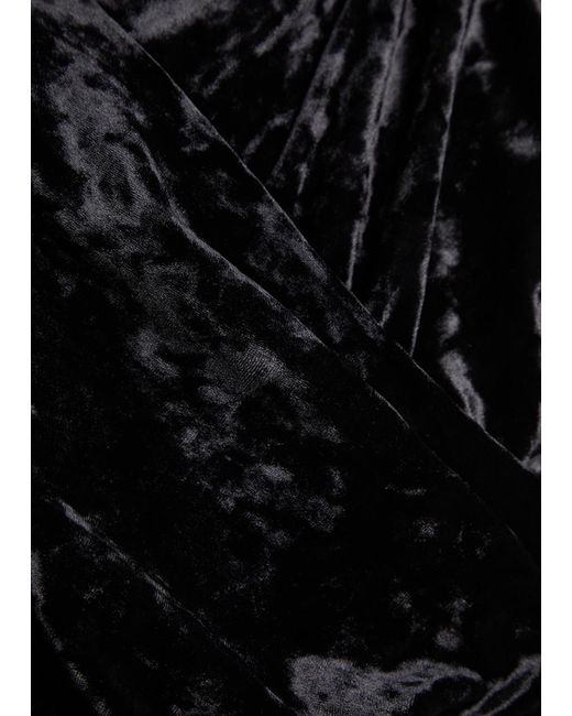 Ganni Black Ruched Asymmetric Velour Blouse