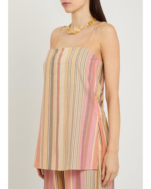 Faithfull The Brand Pink Aina Striped Cotton Top