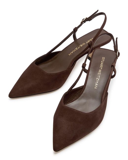 Stuart Weitzman Brown Vinnie 50 Suede Slingback Pumps