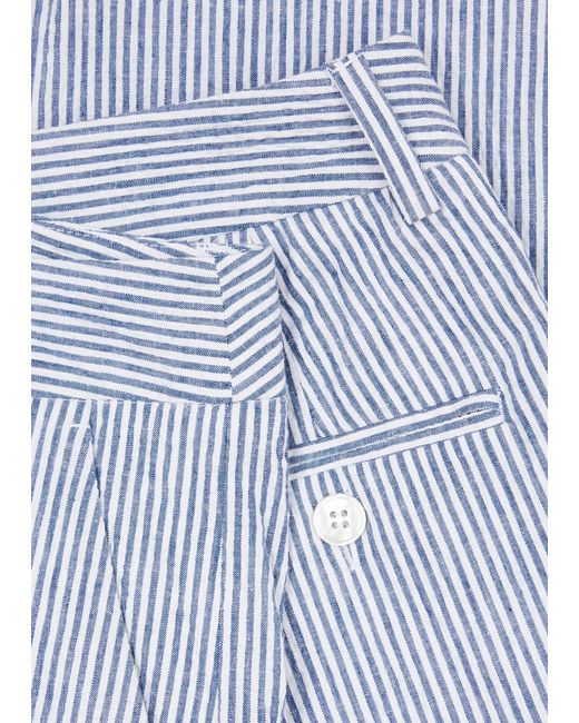 Weekend by Maxmara Blue Starlet Striped Seersucker Trousers