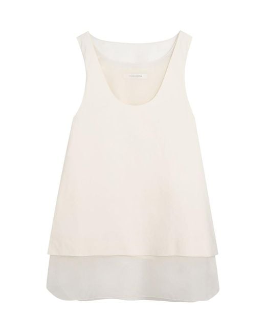 Voranida White Kaia Layered-Effect Cotton-Poplin Top
